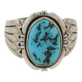 Vintage Navajo Sleeping Beauty Nugget Turquoise Ring