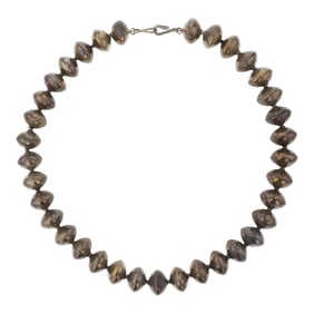 Vintage Navajo Plain Silver Bench Saucer Beads Necklace