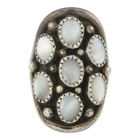 Vintage Navajo Mother of Pearl Saddle Ring