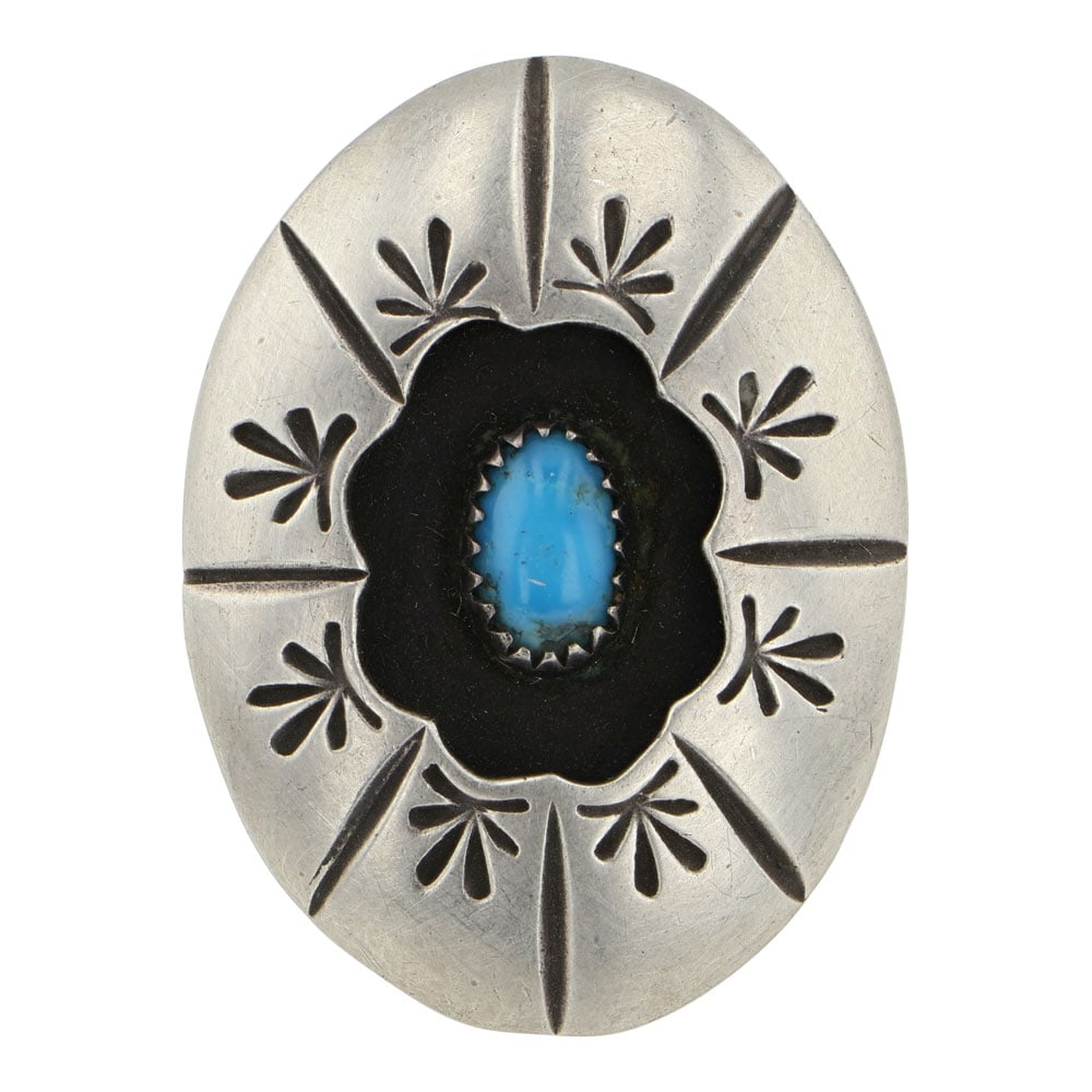 Vintage Navajo Kingman Turquoise Shadowbox Ring (1 of 3)