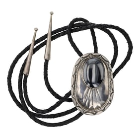 Vintage Navajo Hematite Bolo Tie