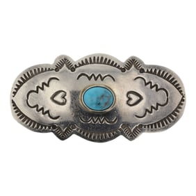Vintage Navajo Blue Gem Turquoise Hair Barrette