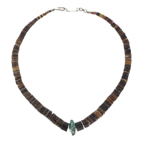 Santa Domingo Shell Disks & Turquoise Graduated Necklace