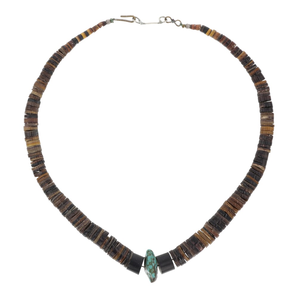 Santa Domingo Shell Disks & Turquoise Graduated Necklace (1 of 3)