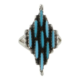 Vintage Zuni Turquoise Needlepoint Ring