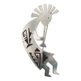 Navajo Plain Silver Kokopelli Pin