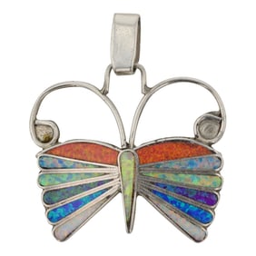 Zuni Synthetic Opal Inlay Butterfly Pin