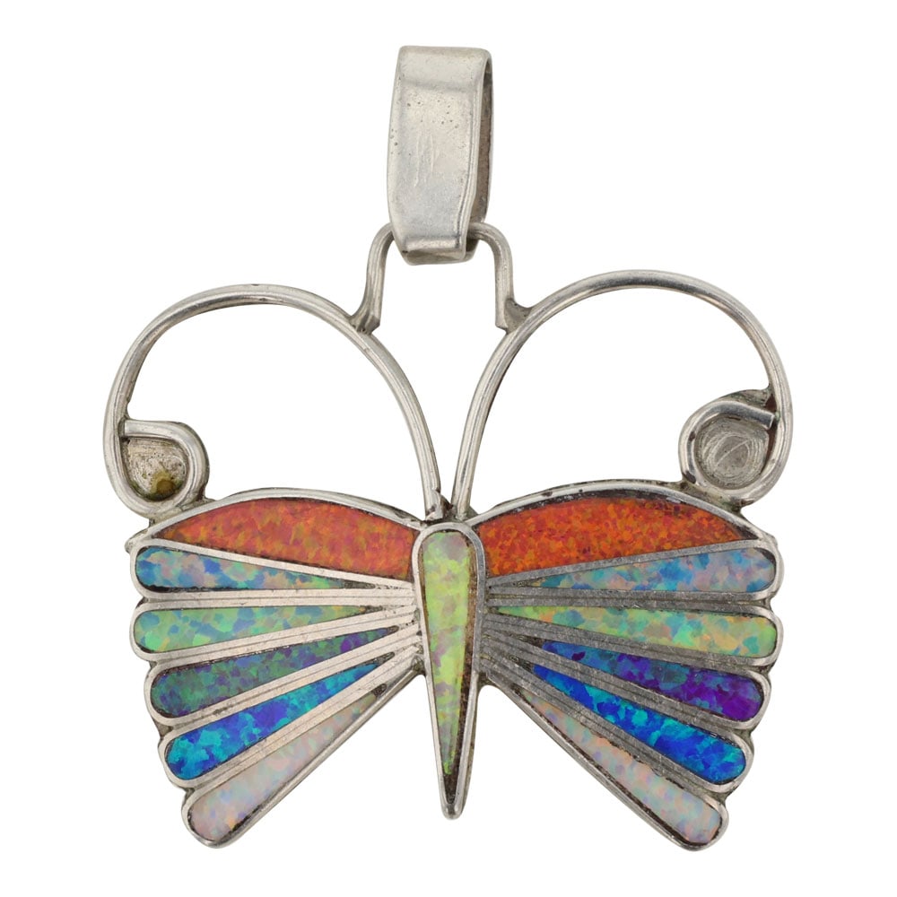 Zuni Synthetic Opal Inlay Butterfly Pin (1 of 2)