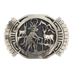 Ronald Wadsworth Hopi Plain Silver Belt Buckle