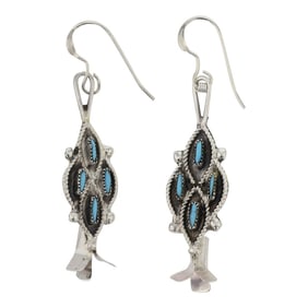 Zuni Sleeping Beauty Turquoise Needlepoint Earrings