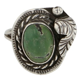 Navajo Turquoise Leaf work Ring