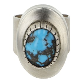 Paul Chee Jr. Navajo Spiderweb Turquoise Ring
