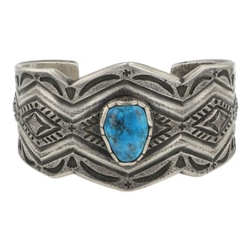 Gabriel Natan Navajo Rolled Ingot Morenci Turquoise Cuff Bracelet