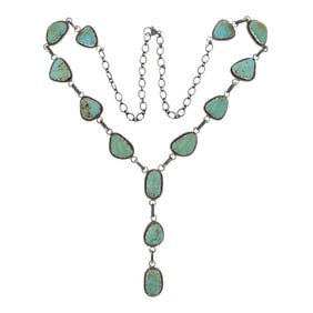 Lydia Begay Navajo Nevada Turquoise Lariat Necklace