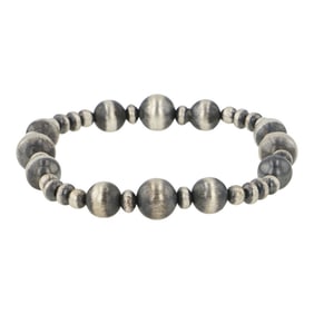 Navajo Oxidized Beads Mixed Sizes Stretch Bracelet