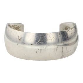 Vintage Navajo Plain Silver Domed Cuff Bracelet