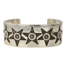 Ray Scott Navajo Plain Silver Cuff Bracelet