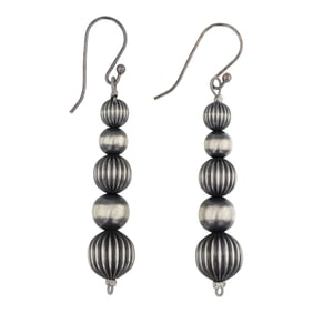 Navajo Oxidized Beads Graduated Beads Earrings