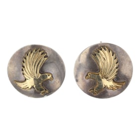 Navajo Sterling Silver & Gold Filled Eagle Earrings