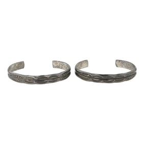 Navajo Plain Silver Baby Bracelets Lot of Two