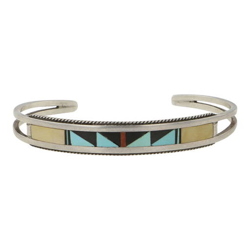 Eddy Cooyate Native American Zuni Turquoise Synthetic Opal Needlepoint Sterling Silver Bracelet Eddy Cooyate Native American Zuni Turquoise Synthetic Opal Needlepoint Sterling Silver Bracelet