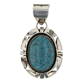 Bruce Wood Navajo Spiderweb Turquoise Pendant