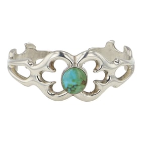 Navajo Nevada Turquoise Sandcast Cuff Bracelet
