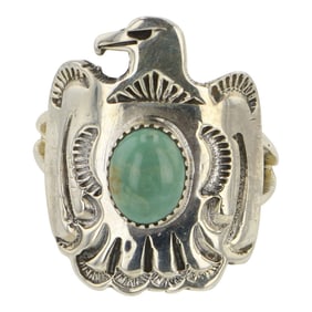 RB Navajo Menassa Turquoise Thunderbird Ring