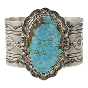 John Nelson Navajo Number Eight Turquoise Large Cuff Bracelet