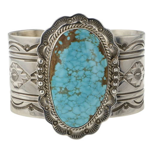 Quality Modernistic Native American Navajo Chris Francisco Turquoise Sterling Silver Bracelet Quality Modernistic Native American Navajo Chris Francisco Turquoise Sterling Silver Bracelet