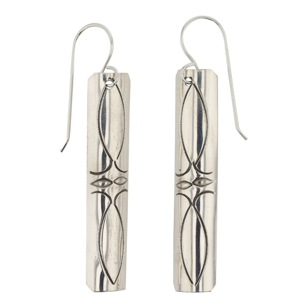 Navajo Plain Silver Stamp Earrings (1 of 2)