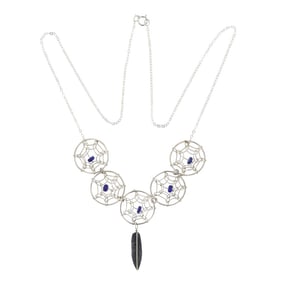 Navajo Lapis Dream Catcher Necklace