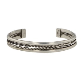 Navajo Plain Silver Twist Wires Bracelet