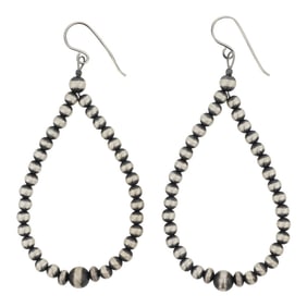 Navajo Oxidized Beads Hoop Earrings