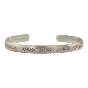 Vintage Navajo Plain Silver Stamped Cuff Bracelet