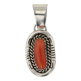 Dave Skeets Navajo Mediterranean Coral Pendant