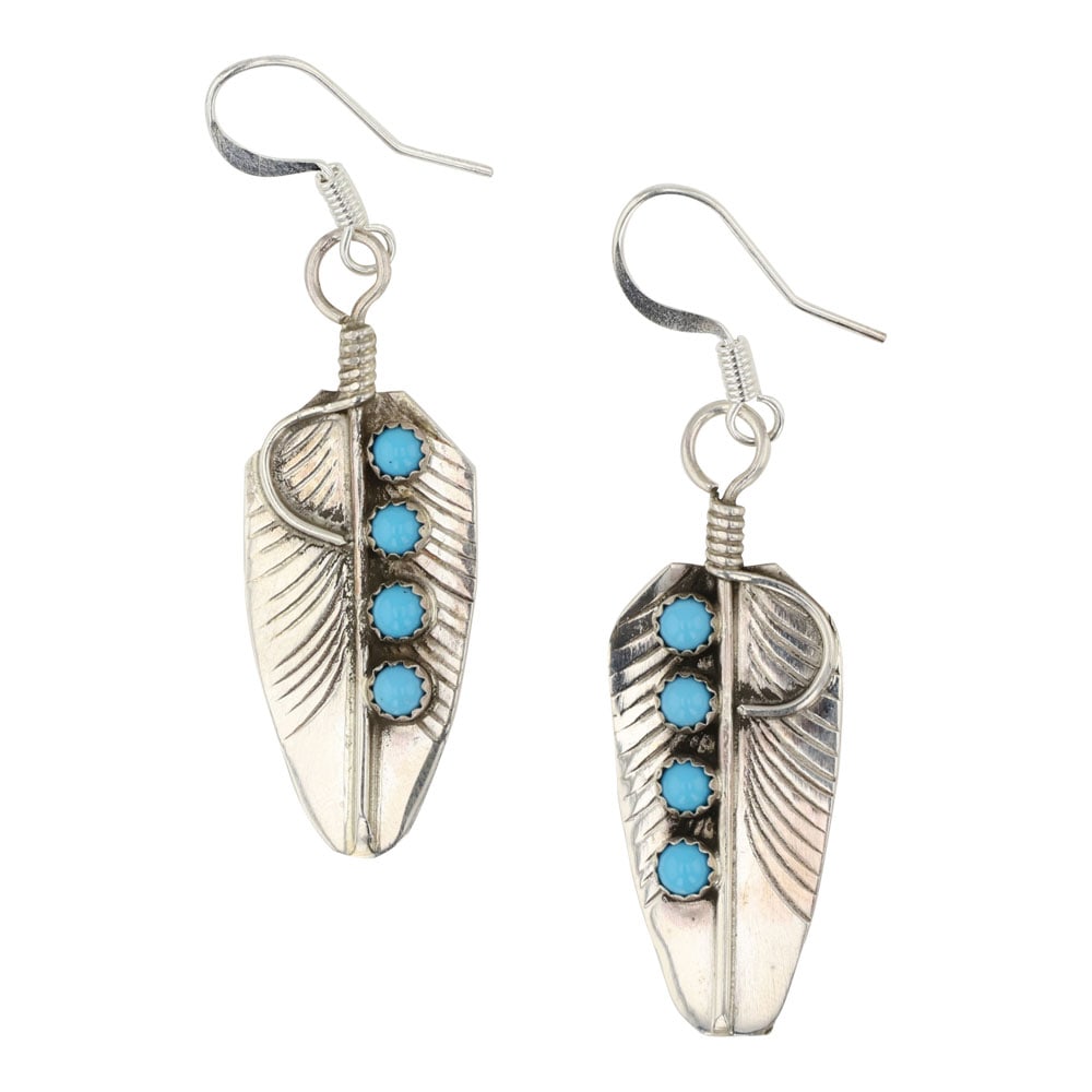 Navajo Kingman Turquoise Earrings: Sterling Silver | Genuine Kingman Turquoise | Navajo Kingman Turquoise Earrings | Navajo Native American Southwest Indian Jewelry | Good (no breaks or damages) | Approximate Weight: 3 Grams | Earrings