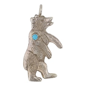 Navajo Sleeping Beauty Turquoise Bear Pendant