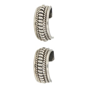 Navajo Plain Silver Twist Wire Hoop Earrings