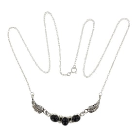 Navajo Black Onyx Leaf work Necklace