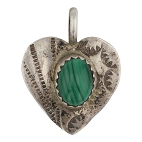 Navajo Malachite Heart Pendant
