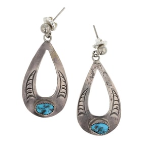 Vintage Navajo Kingman Turquoise Earrings