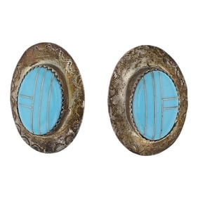 Navajo Vintage Turquoise Inlay Earrings