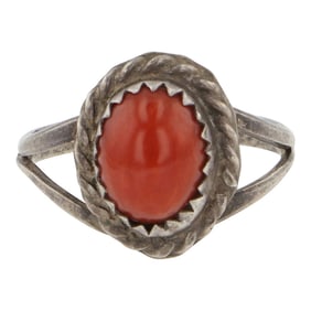 Vintage Navajo Mediterranean Coral Ring