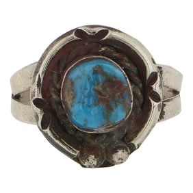 Vintage Navajo Blue Gem Turquoise Ring