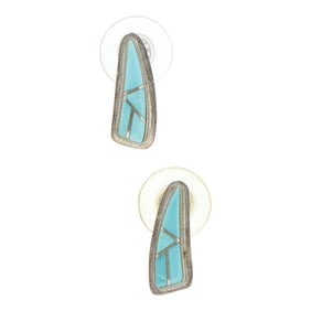 Navajo Kingman Turquoise Inlay Earrings