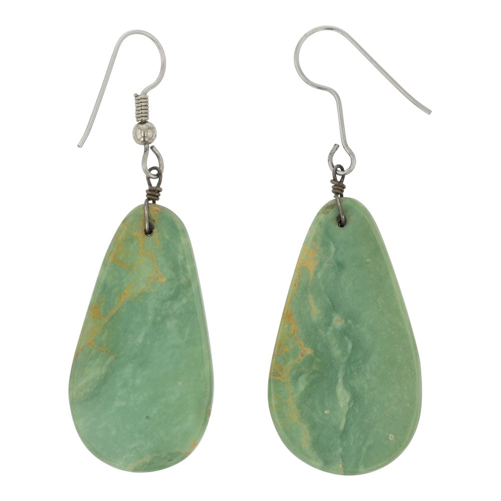 Navajo Menassa Turquoise Slab Earrings (1 of 2)
