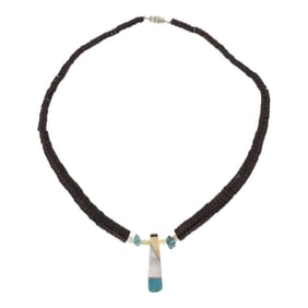 Santa Domingo Pueblo Turquoise & Shell Necklace
