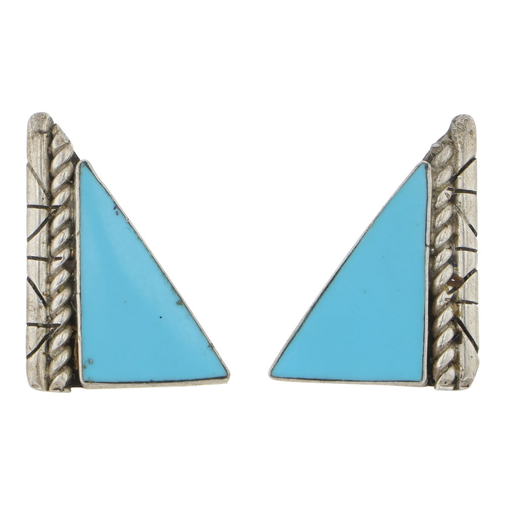 Navajo Triangle Shaped Block Earrings (1 of 2)