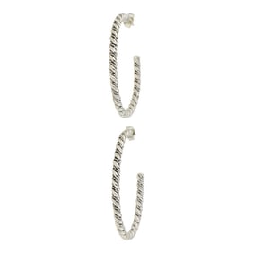 Navajo Plain Silver Twist Wire Hoop Earrings
